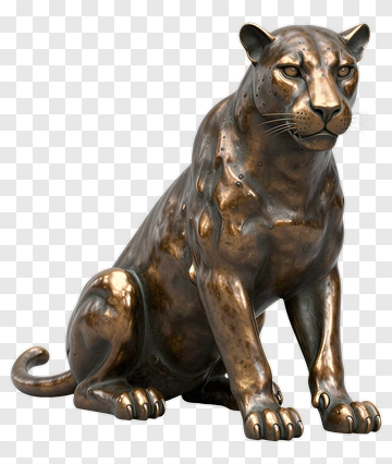 3D Bronze Panther Sculpture PNG
