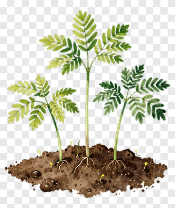 Young Plants Growing In Soil PNG