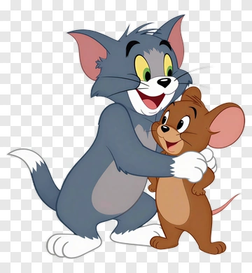 Cartoon Cat And Mouse Embracing Each Other PNG