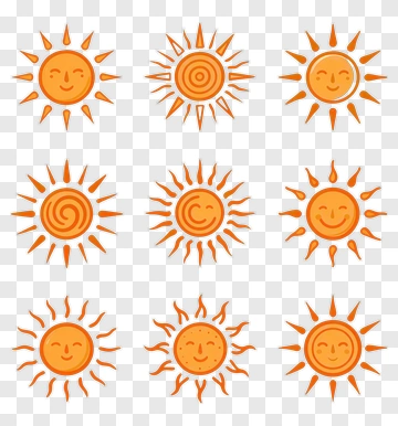 Cartoon Sun Icons With Smiling Faces PNG