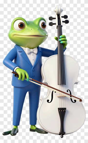 Cartoon Frog Playing A Cello PNG