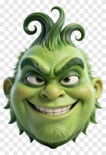 Cartoon Green Character With Spiky Hair PNG