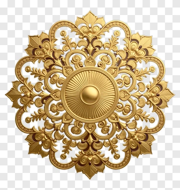 Golden Decorative Floral Medallion PNG
