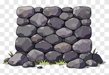 Cartoon Stone Wall With Grass PNG