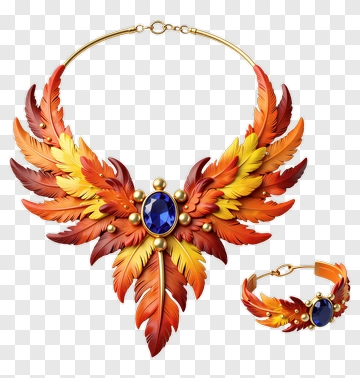 Colorful Leaf Jewelry Set With Gemstone PNG