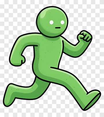 Cartoon Green Running Figure PNG