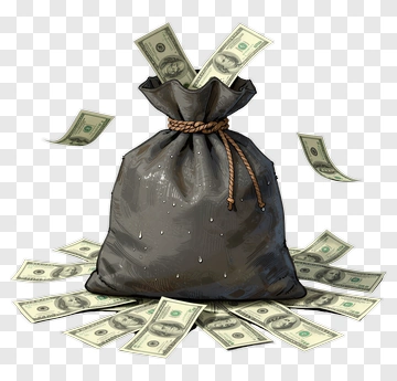 Money Bag With Dollar Bills PNG