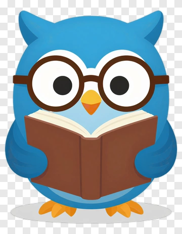 Cartoon Owl Reading A Book PNG