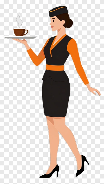 Flight Attendant Serving Coffee PNG