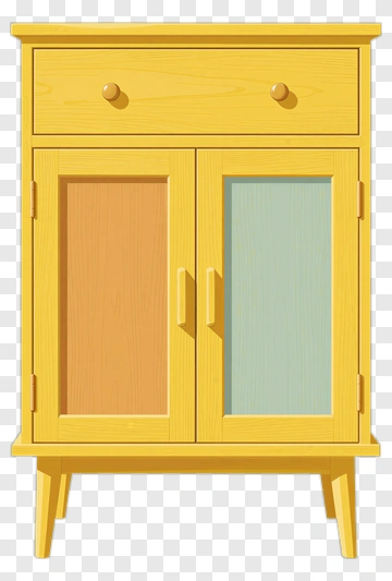 Yellow Wooden Cabinet With Two Doors PNG