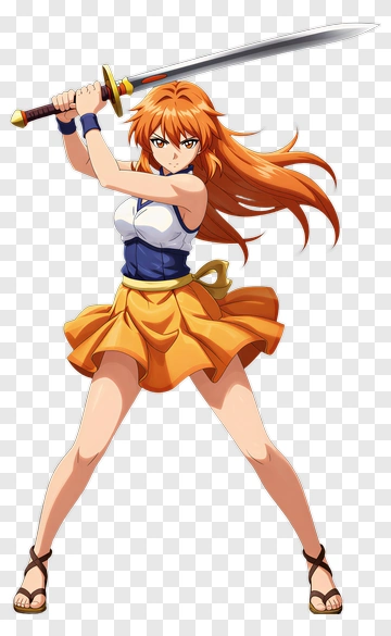 Anime Girl Holding A Sword PNG