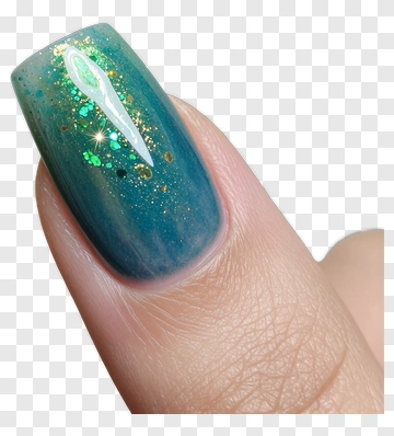 Glittery Nail Art Design With Green And Blue Shades PNG