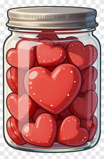 Jar Filled With Red Hearts PNG