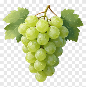 Green Grapes With Leaves PNG