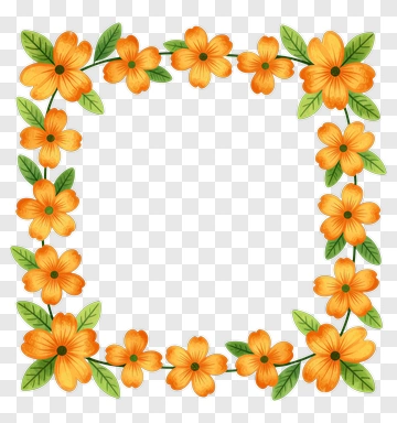 Orange Floral Frame PNG