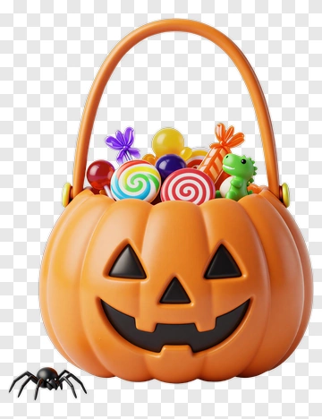 Halloween Candy Bucket Filled With Treats PNG