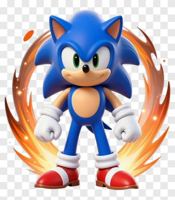 Sonic The Hedgehog Character With Flame Effects PNG