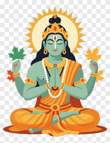 Hindu Goddess Holding Leaves PNG