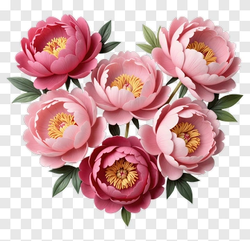 Pink Floral Bouquet Of Peonies PNG