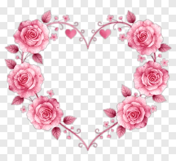 Pink Rose Heart Wreath PNG