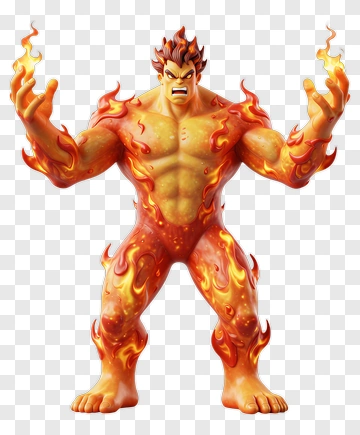 Fiery Cartoon Character PNG