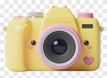 Cartoon Yellow Camera With Pink Accents PNG