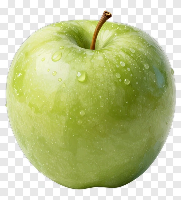 Green Apple With Water Droplets PNG