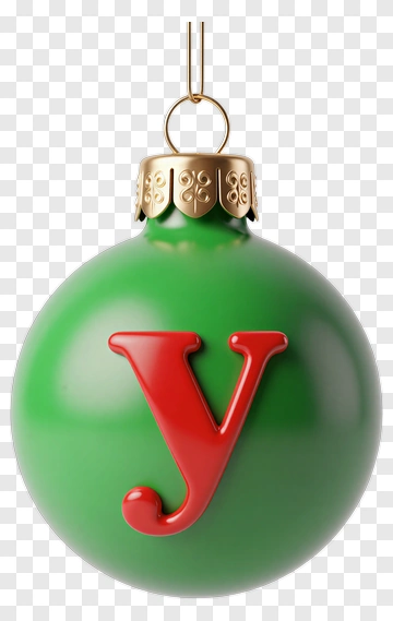 Green Christmas Ornament With Red Letter Y PNG