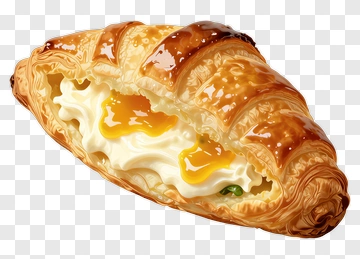 Delicious Croissant With Cream And Jam Filling PNG
