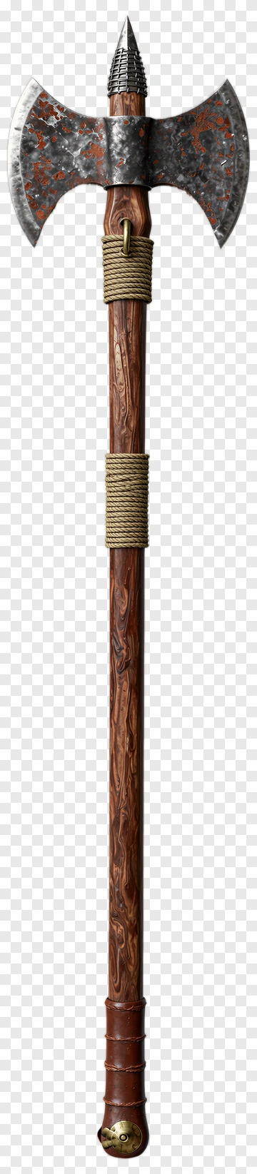 Battle Axe With Wooden Handle PNG