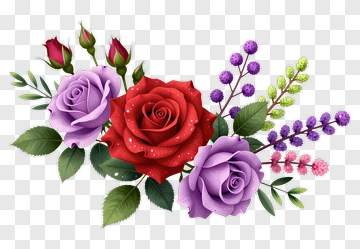Colorful Flower Bouquet With Roses And Greenery PNG