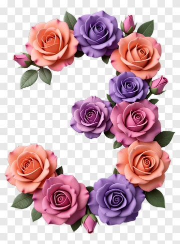 Floral Number Three Arrangement PNG