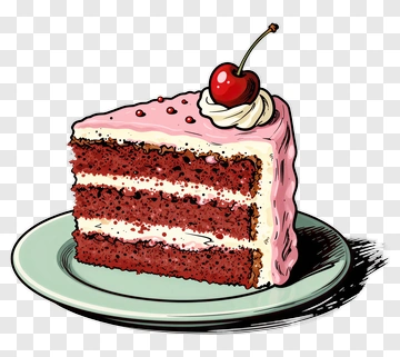 Slice Of Cake With Cherry On Top PNG