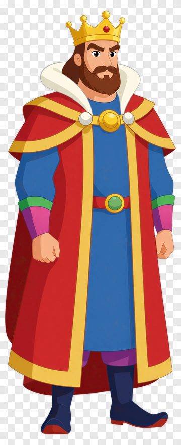 Cartoon King In Colorful Robes PNG