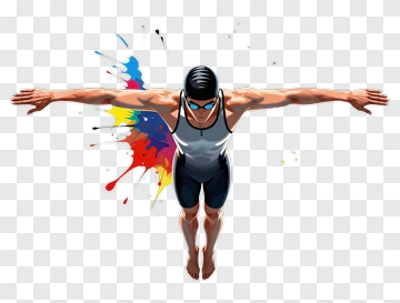 Swimmer Diving Into A Splash Of Color PNG