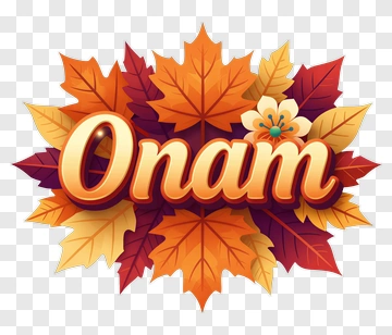 Onam Celebration With Colorful Leaves PNG