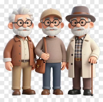 Cartoon Elderly Men Group PNG