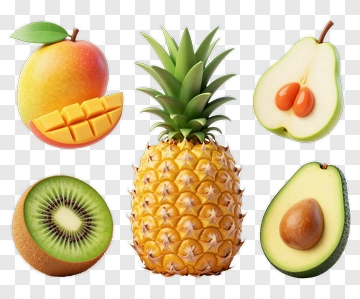 Colorful Fruit Composition With Pineapple PNG