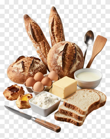 Assorted Baked Goods And Ingredients PNG