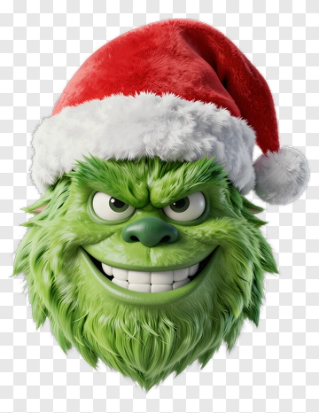 Cartoon Grinch Wearing A Santa Hat PNG