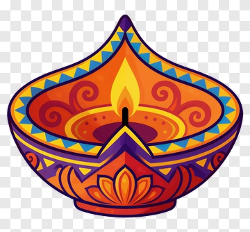 Colorful Diya With Intricate Patterns PNG