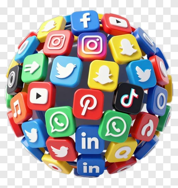 Colorful Social Media Icons Globe PNG