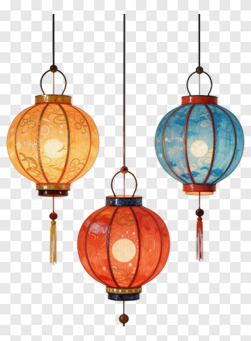 Colorful Lanterns Hanging Decoratively PNG