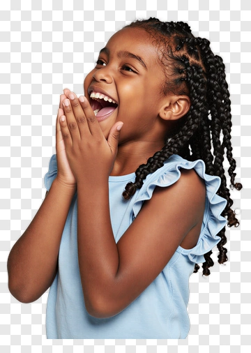 Happy Girl Smiling With Hands Together PNG