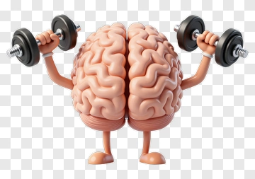 Cartoon Brain Lifting Dumbbells PNG