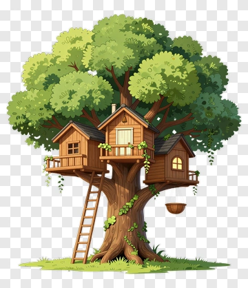 Tree House In A Large Tree PNG
