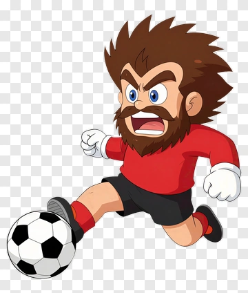 Cartoon Soccer Player Kicking A Ball PNG
