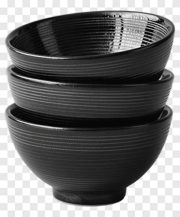 Stacked Black Bowls PNG