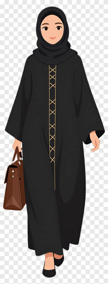 Woman In Black Abaya Carrying A Brown Bag PNG