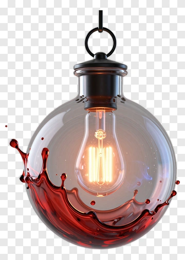 Light Bulb In A Glass Pendant With Red Liquid PNG